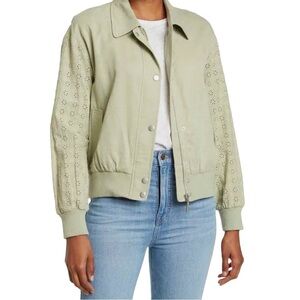 7 for All Mankind Embroidered Eyelet Sleeve Bomber Jacket